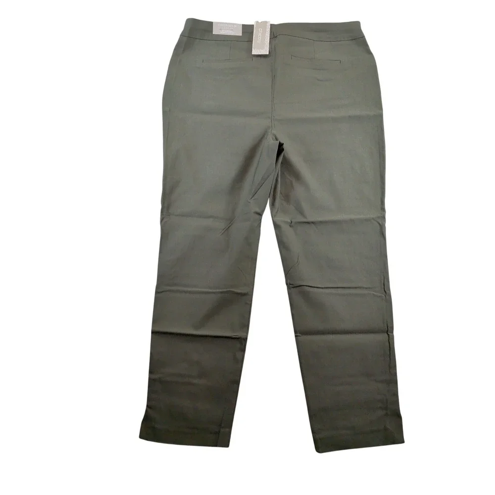 Chicos So Slimming Brigitte Slim Leg Ankle Pants Navy Grid Olive 3R 16R Lot of 2
